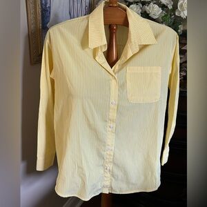 ASEW Yellow Striped Button-Up Cotton blend Shirt Sz S